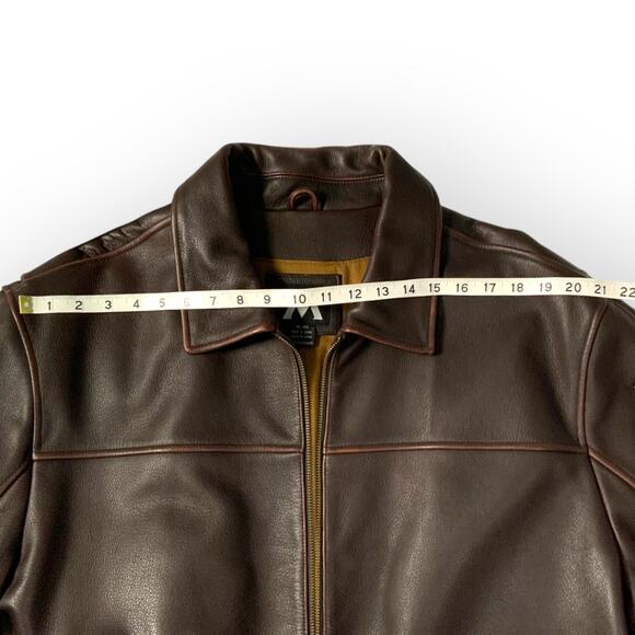 G III Apparel Mens Leather Jacket XL Brown Aviator Classic Coat - Picture 14 of 16